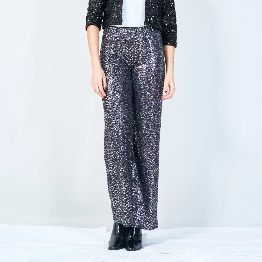 High-waisted sequin flare pants wholesale