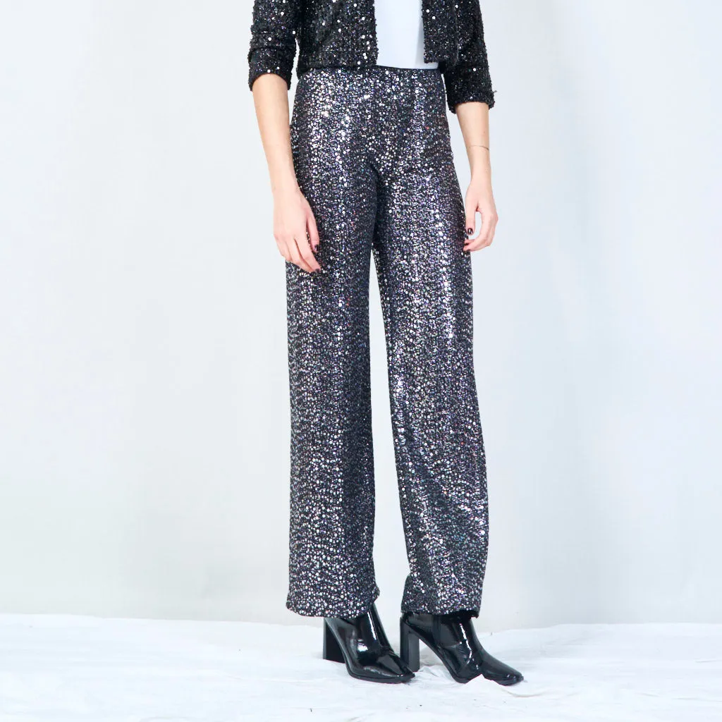 High-waisted sequin flare pants wholesale