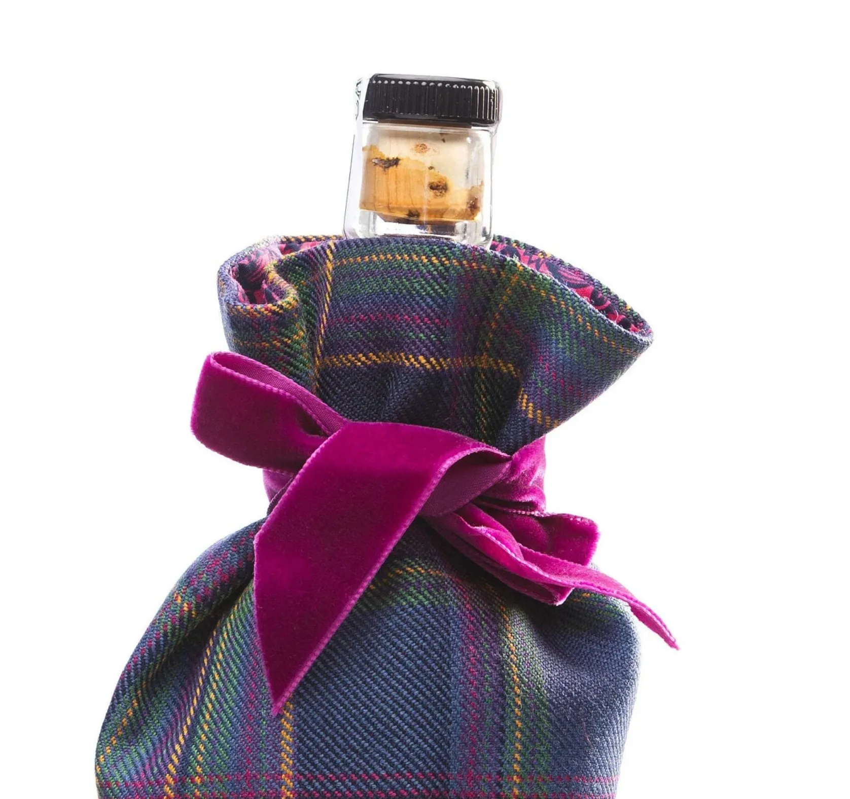 Highland Mist Luxury Scottish Bottle Bag Made With Liberty Fabric Lining by LoullyMakes