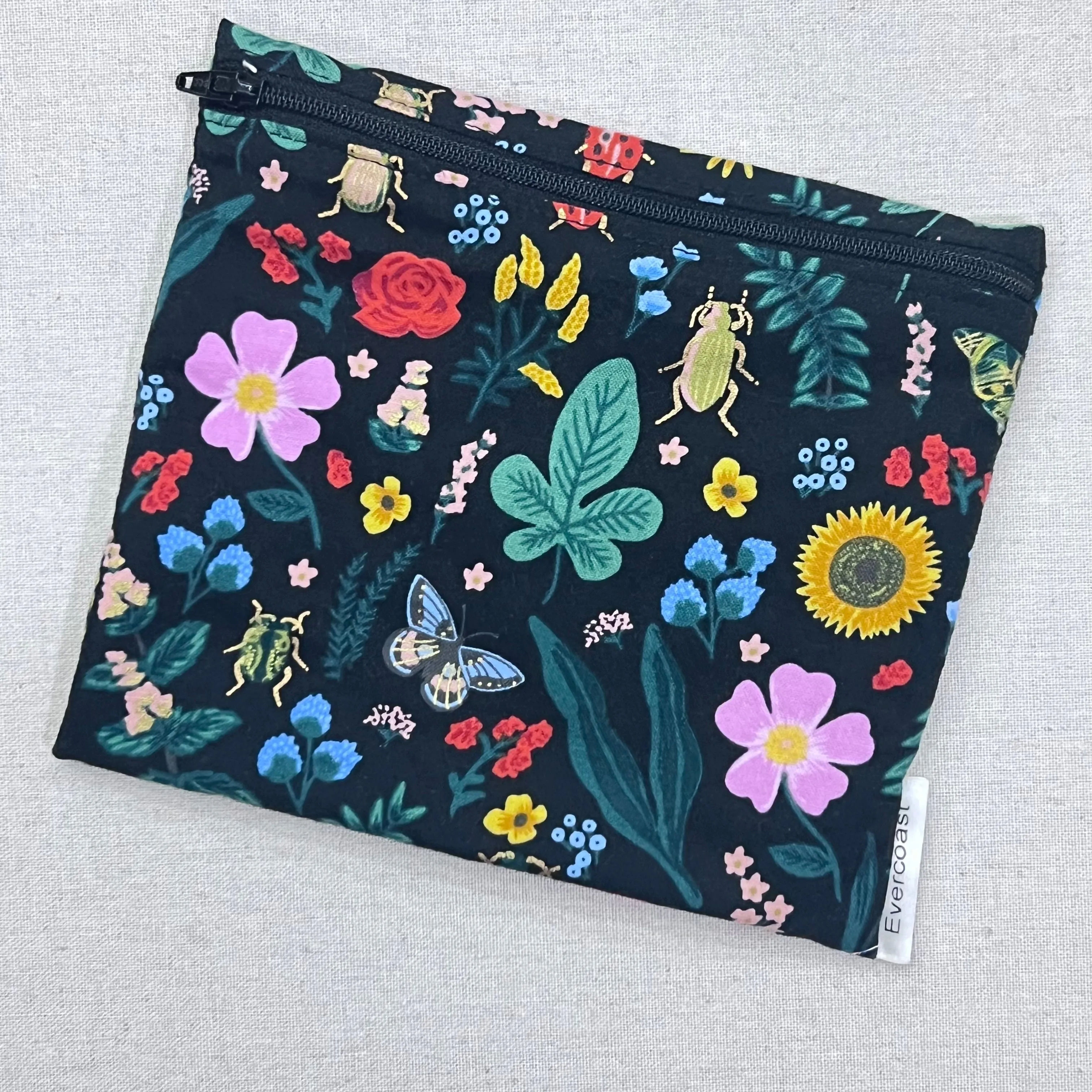 Insects on Black Reusable Sandwich Bag