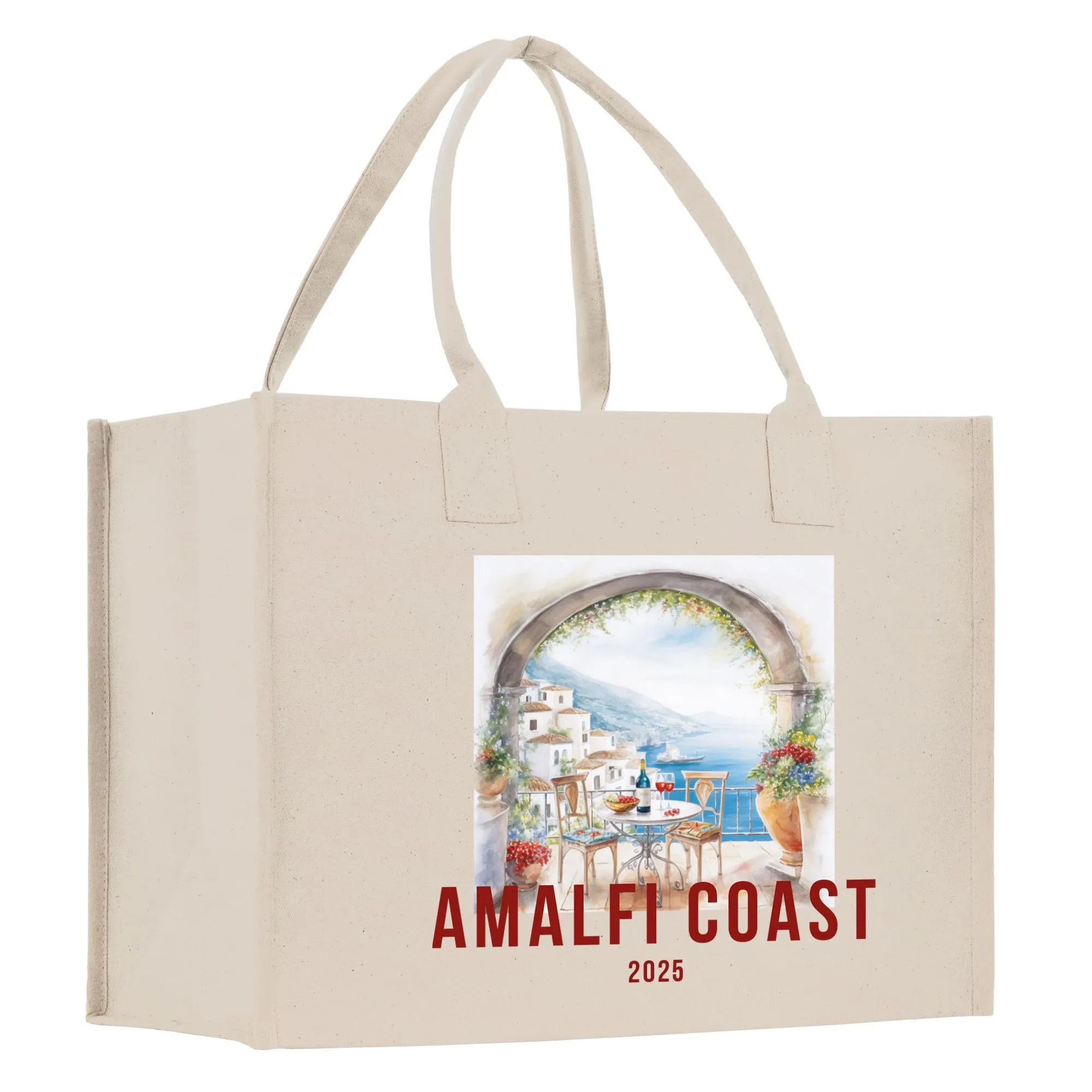 Italy Cotton Canvas Travel Tote Bag Rome Landmarks Tote Rome Traveler Tote Bag Amalfi Coast Italy Souvenir Gift Italy Lover Gift (TRVT1003)