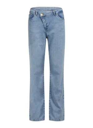 Jeans with Asymmetrical Closure in Light Denim