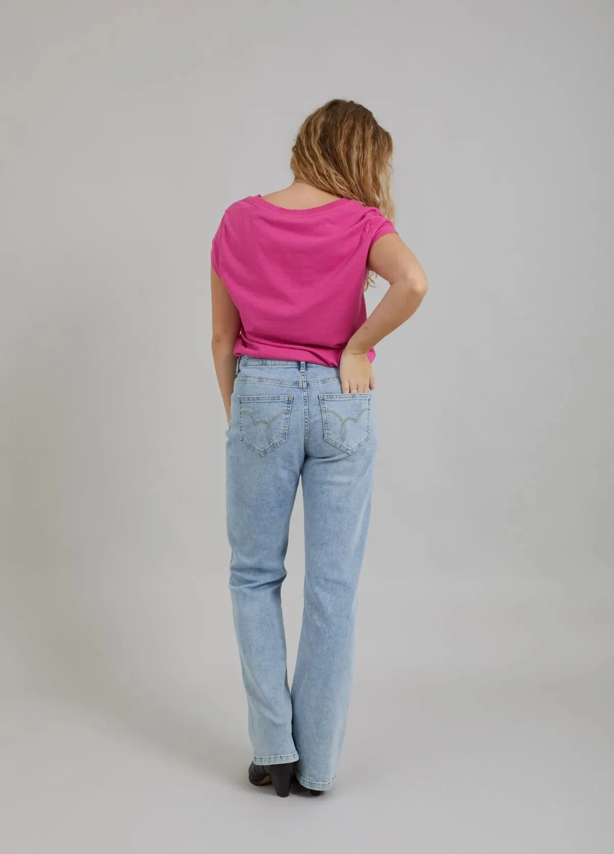 Jeans with Asymmetrical Closure in Light Denim