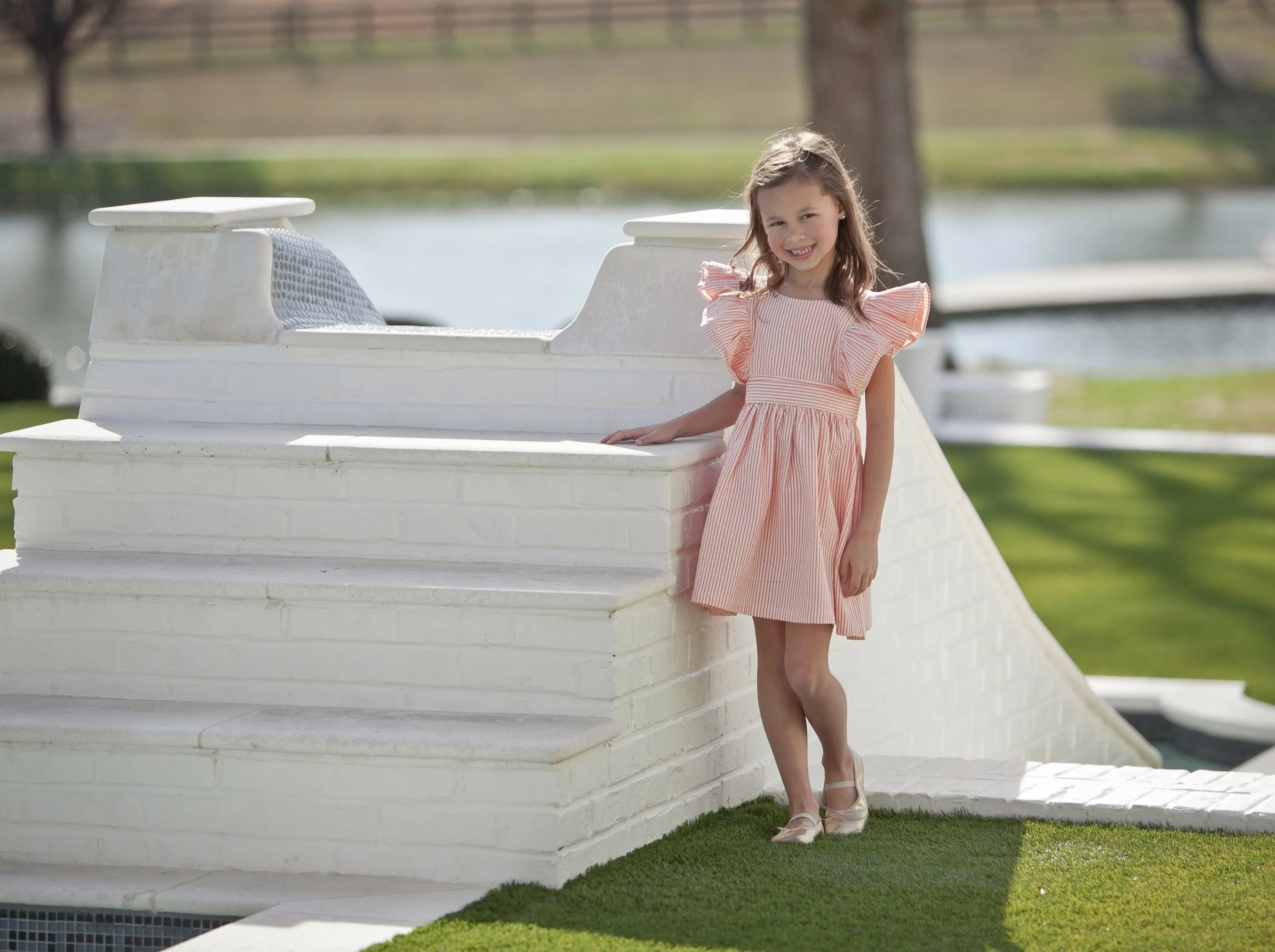 Kaki Ruffle Dress – Carolina Coral Seersucker