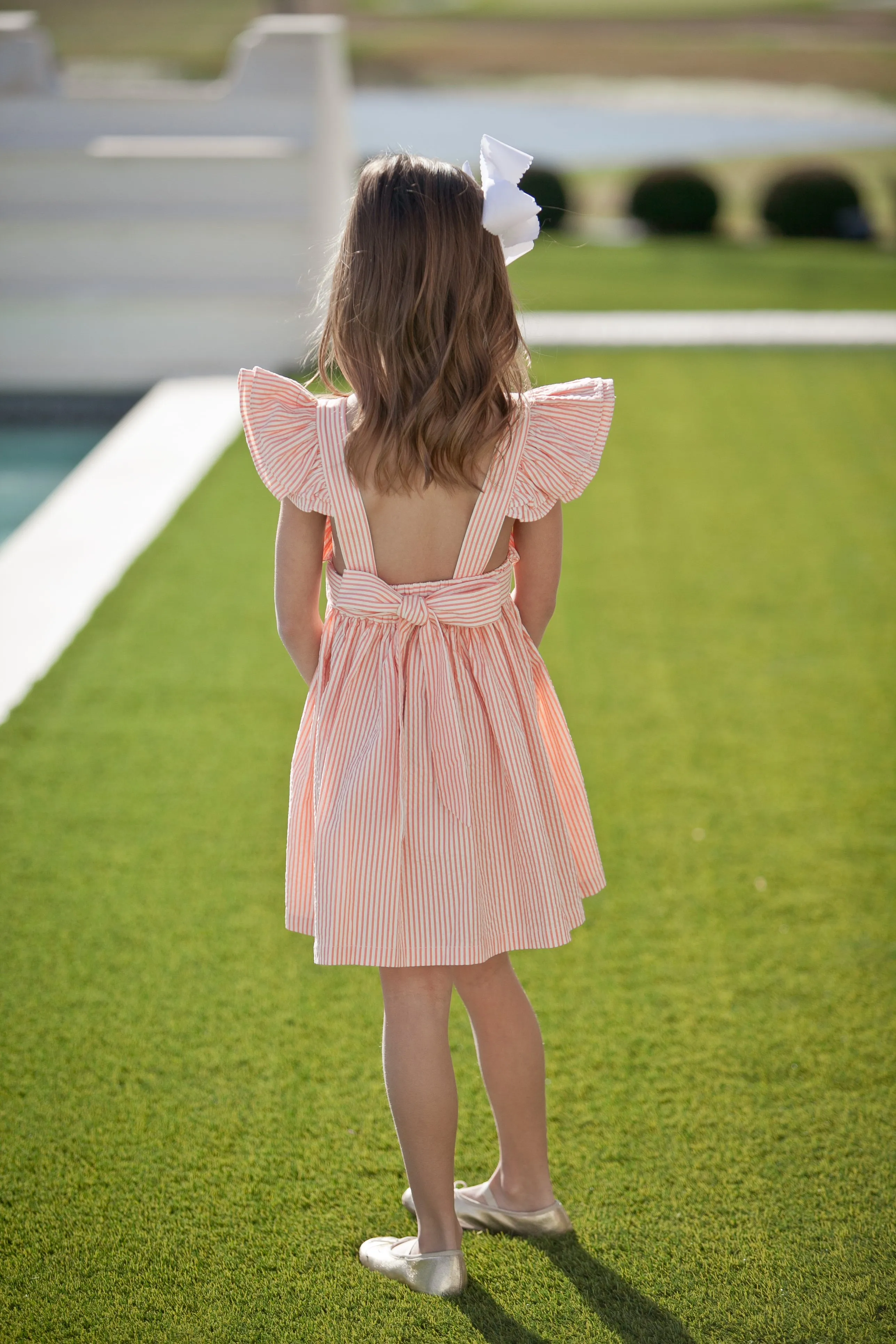 Kaki Ruffle Dress – Carolina Coral Seersucker