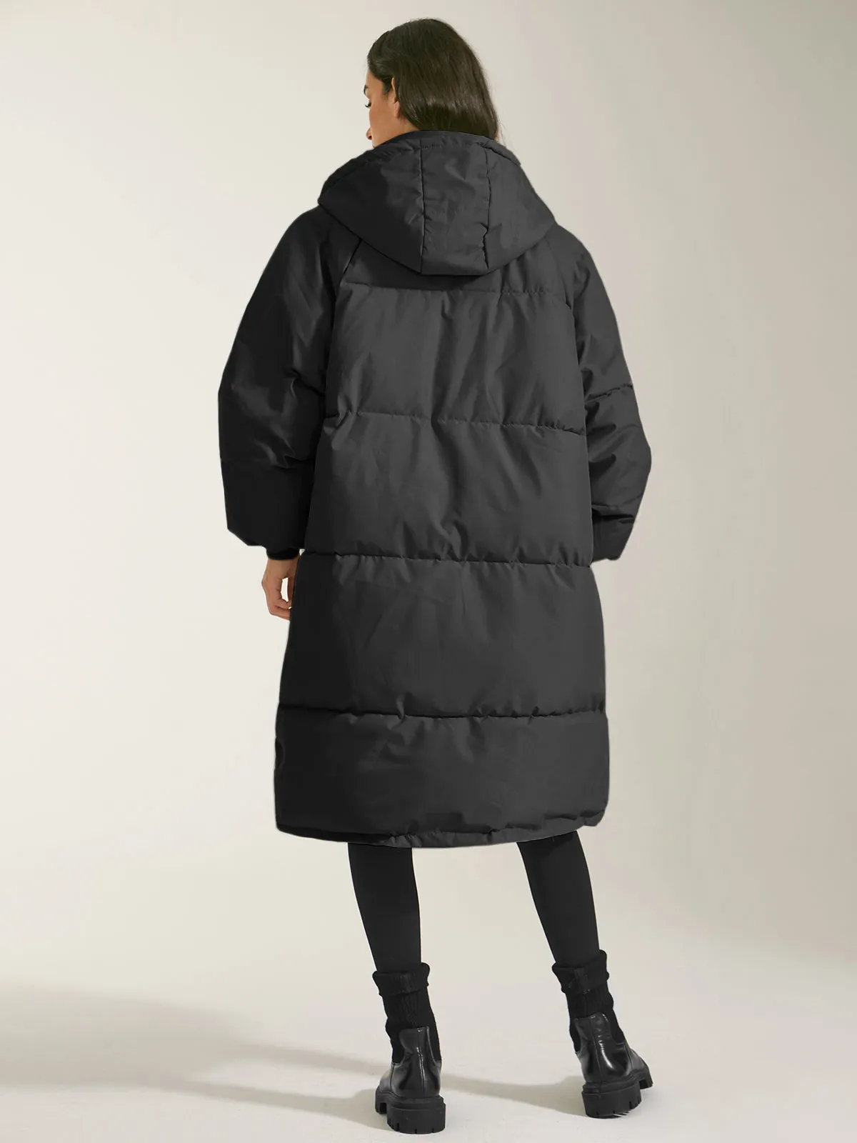 Long Hooded Graceful Puffer Parka Coat