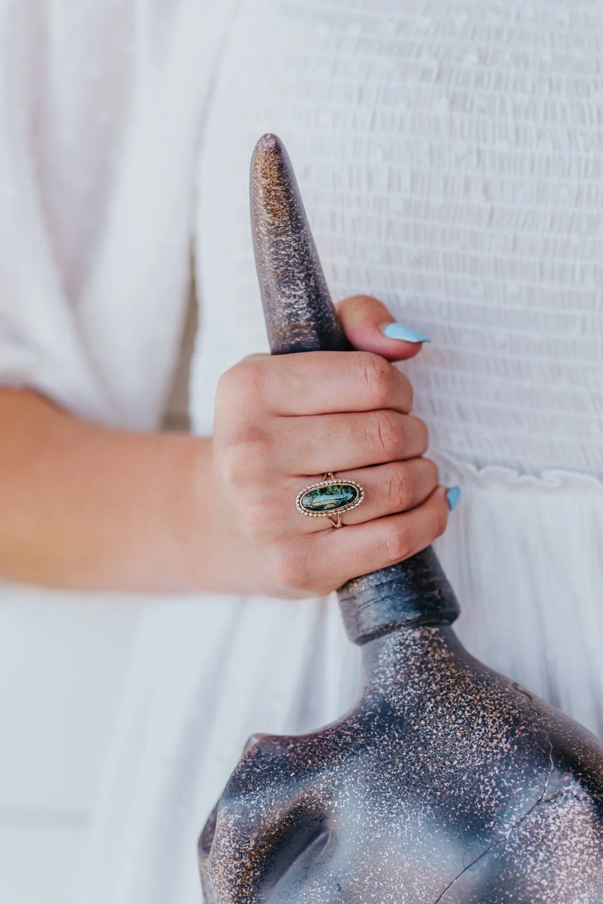 Malachite in Azurite E Stone Graceful Ring