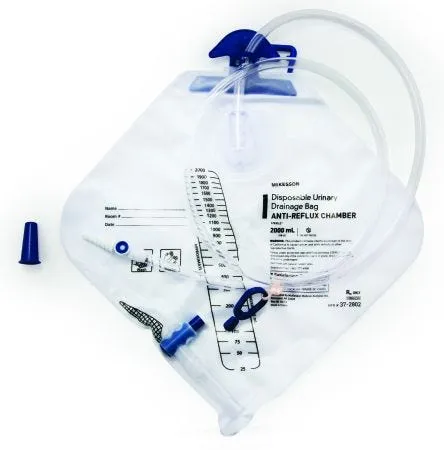 McKesson Urinary Drain Bag with Anti-Reflux Valve, 2000 mL