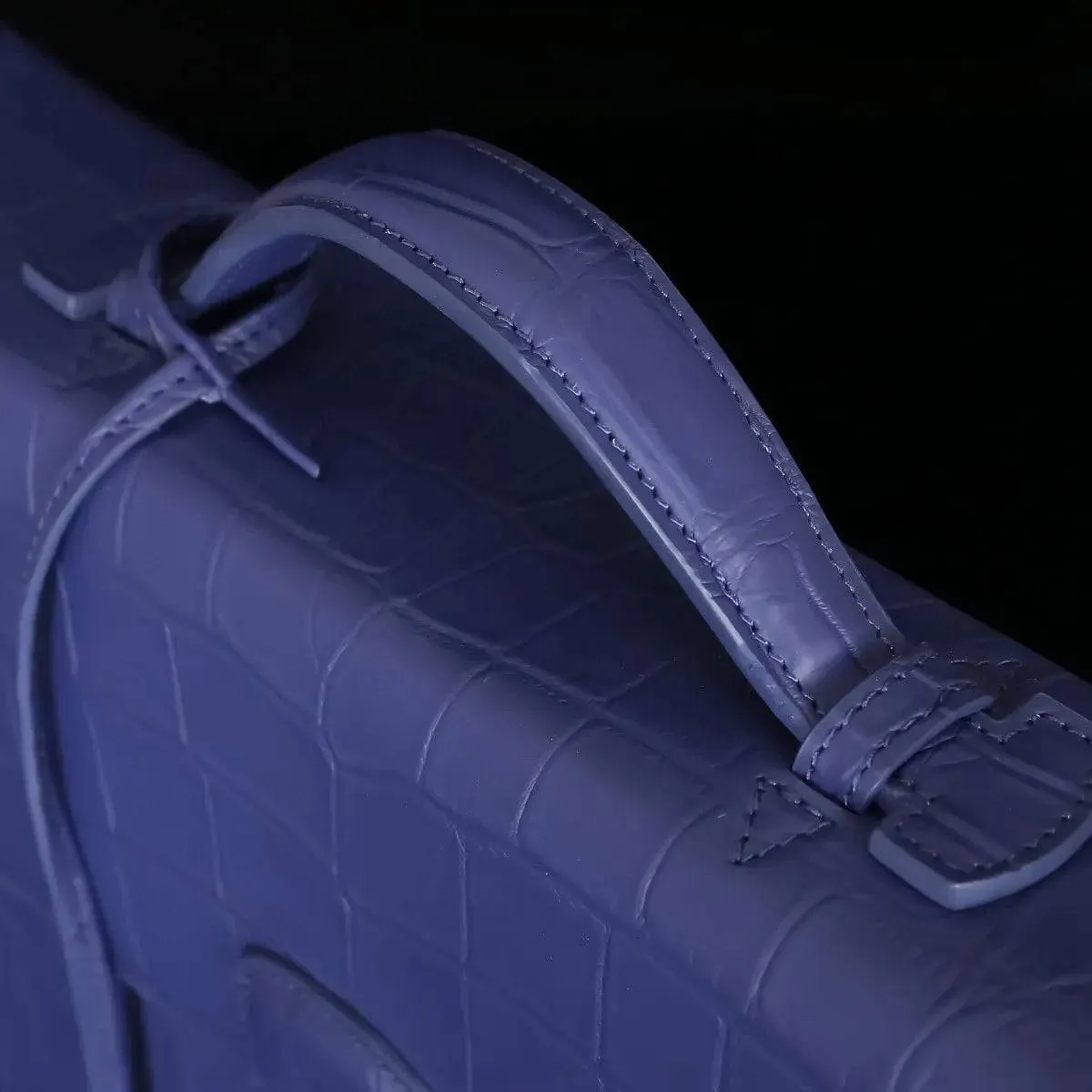 Men's Genuine Crocodile Leather Business Briefcase Blue