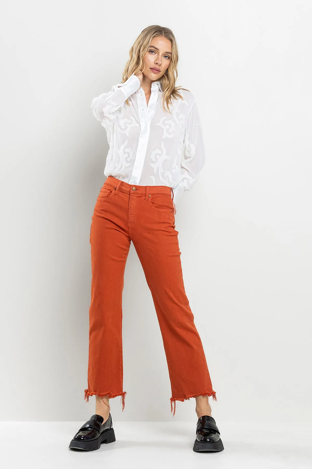 MID RISE STRAIGHT IN ROOIBOS TEA WITH FRAYED HEM   / SP-P10626RT