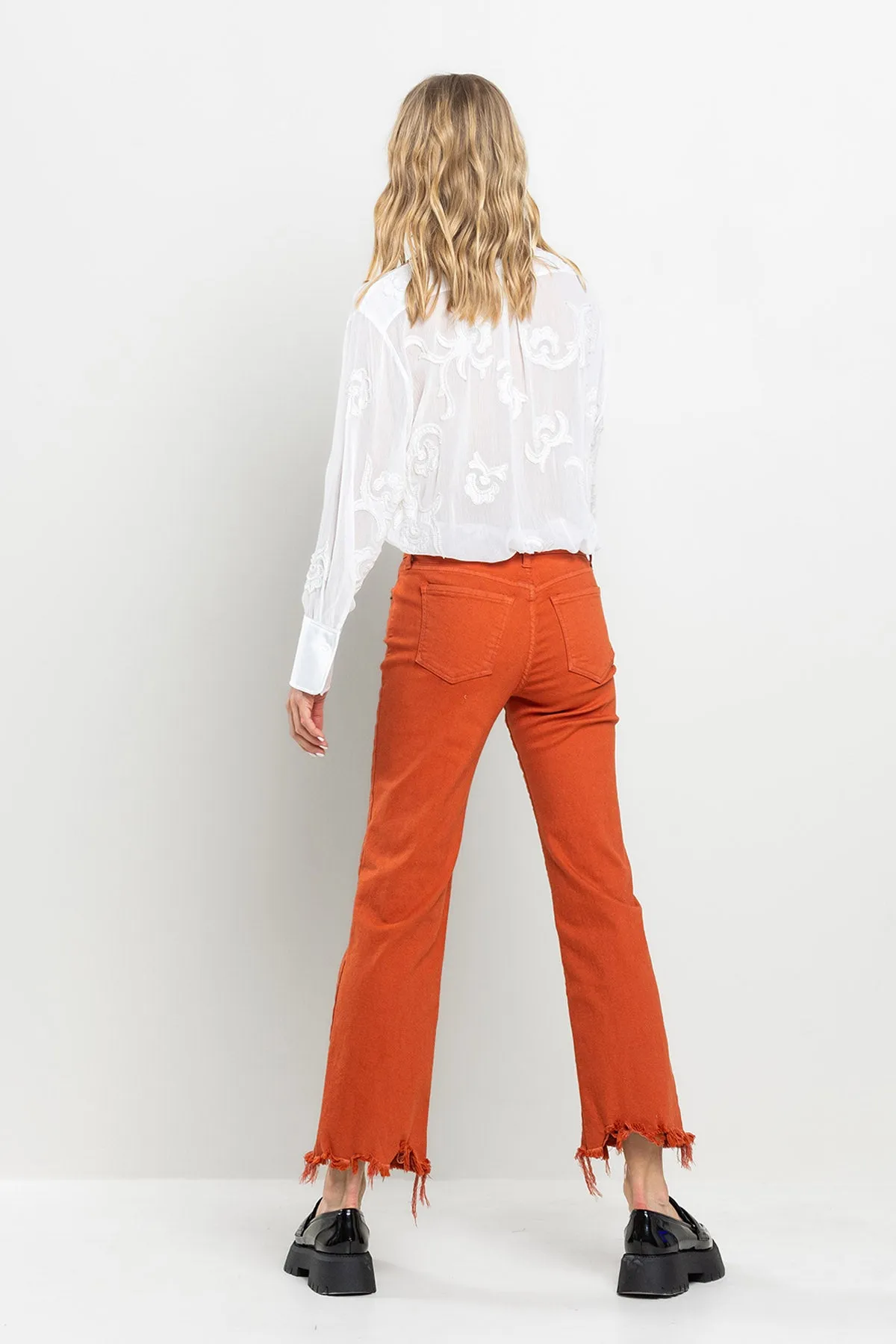 MID RISE STRAIGHT IN ROOIBOS TEA WITH FRAYED HEM   / SP-P10626RT