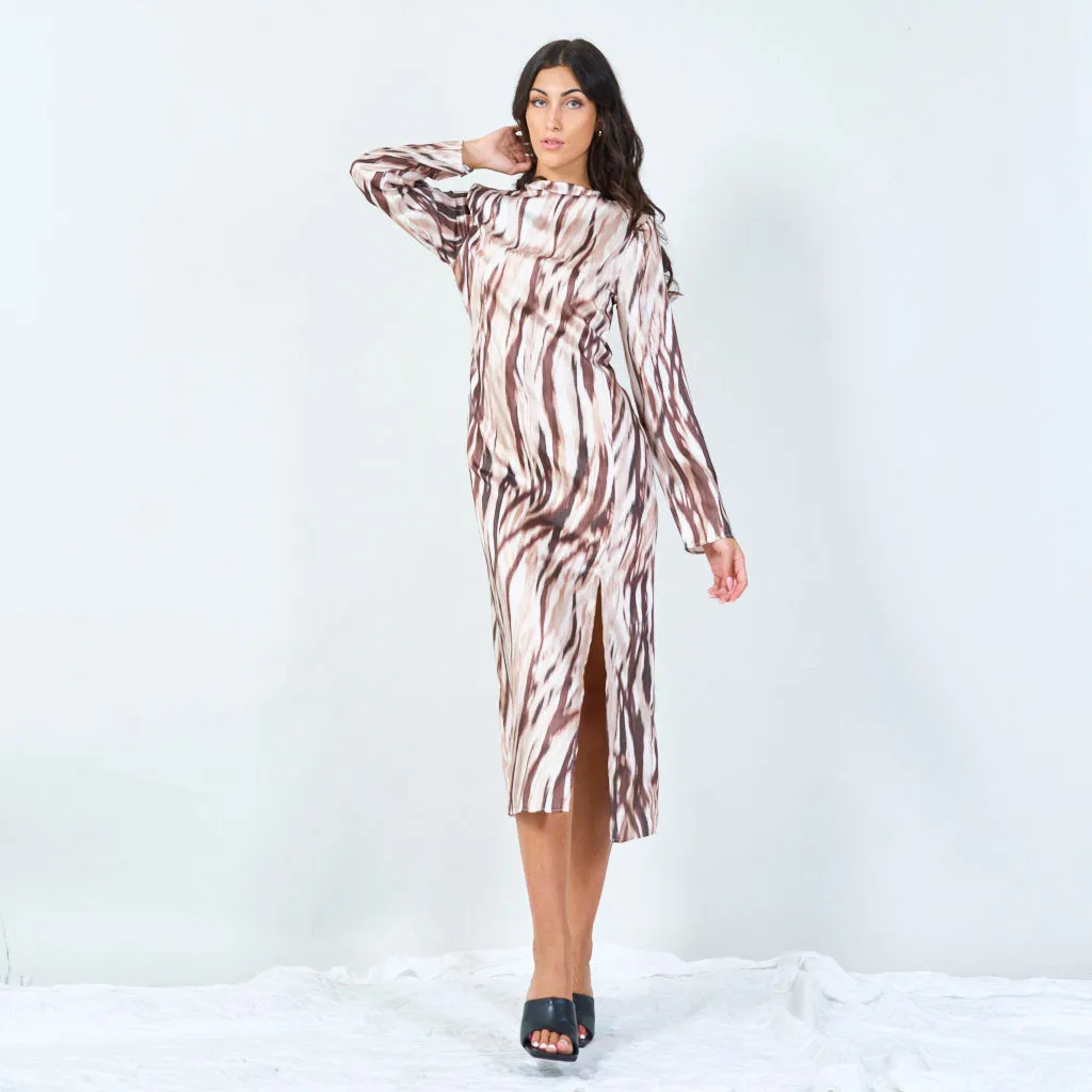 Midi dress with abstract animal print wholesale