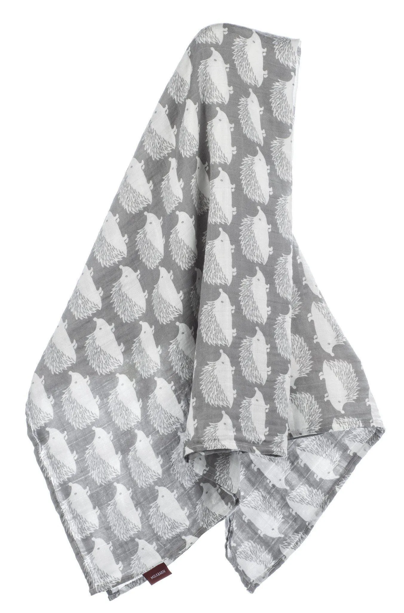 Milkbarn - Organic Muslin Baby Swaddle - Grey Hedgehog