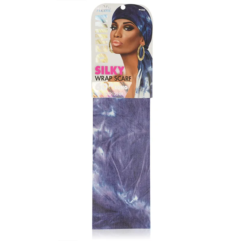 Ms. Remi Denim Silky Wrap Scarf 60" Long