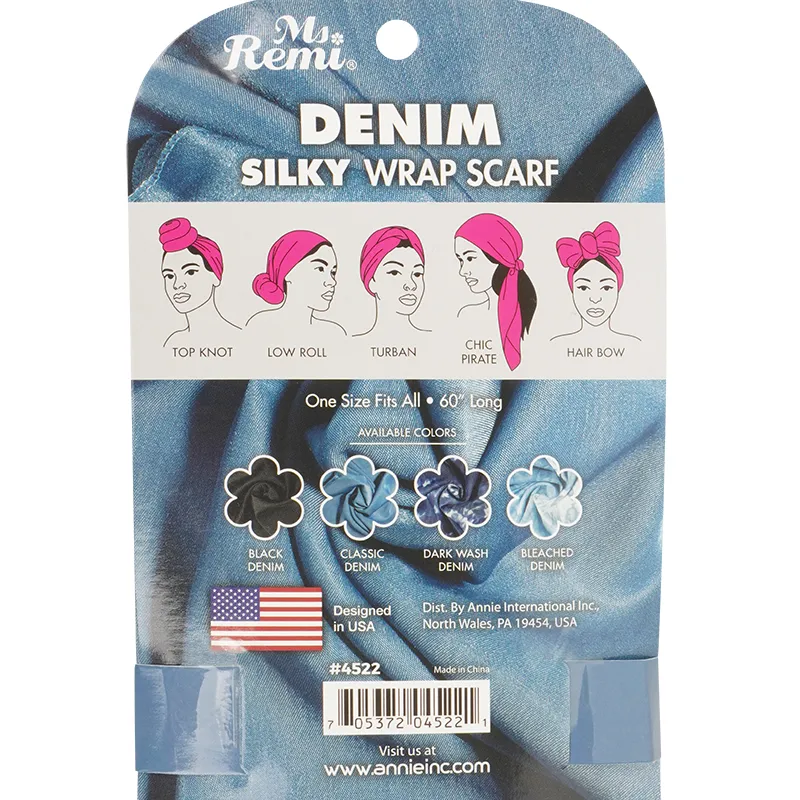 Ms. Remi Denim Silky Wrap Scarf 60" Long