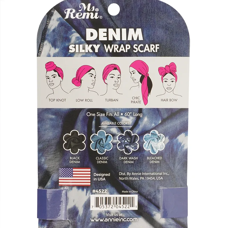 Ms. Remi Denim Silky Wrap Scarf 60" Long