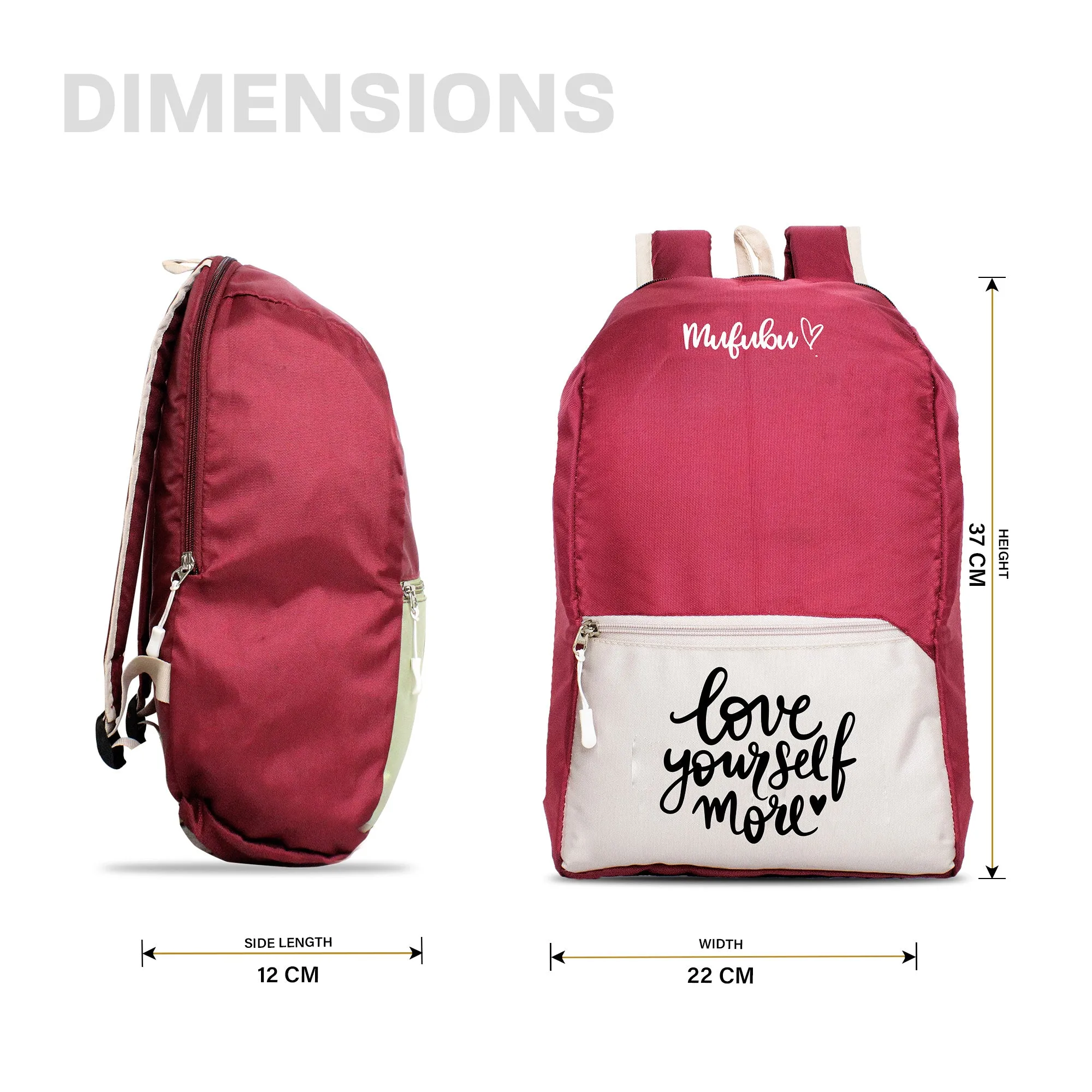 Nano Backpack 15 Ltr Love Yourself More Wine   Beige