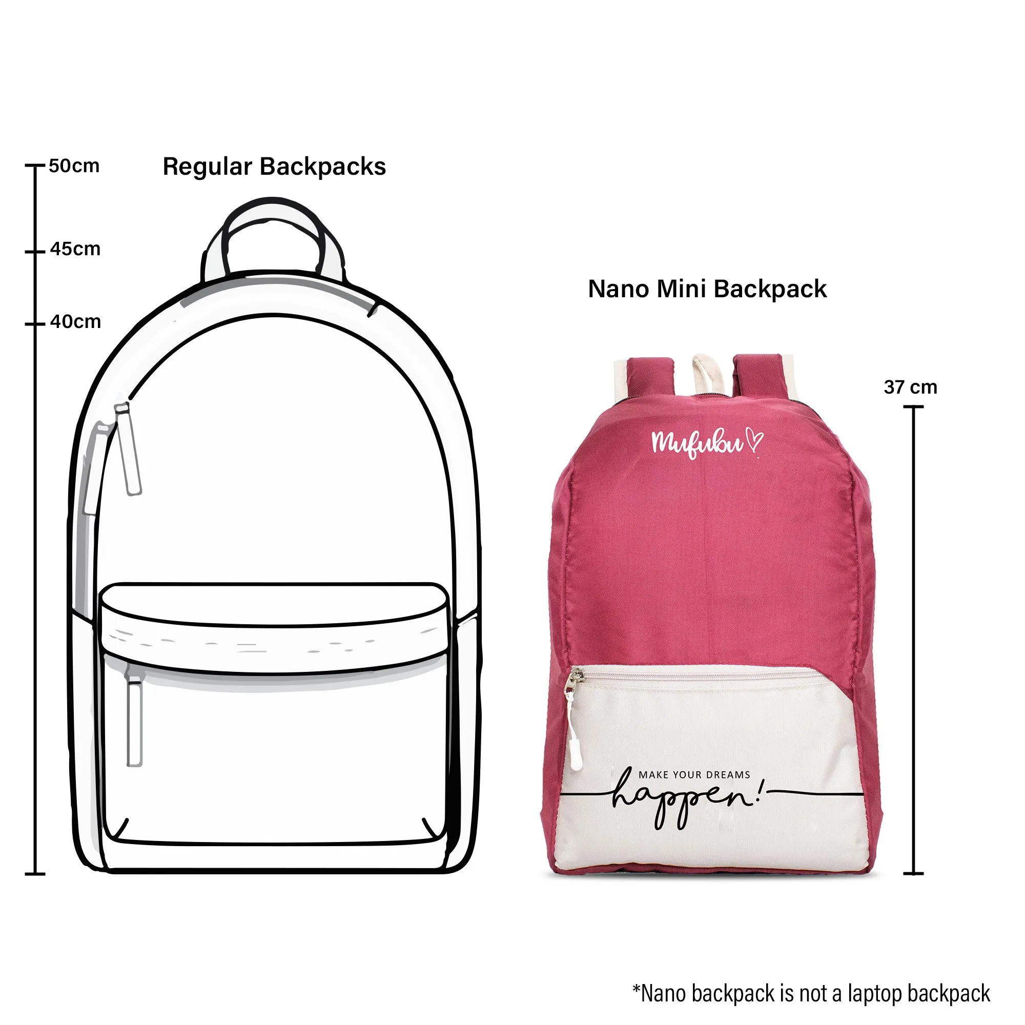 Nano Backpack 15 Ltr Love Yourself More Wine   Beige