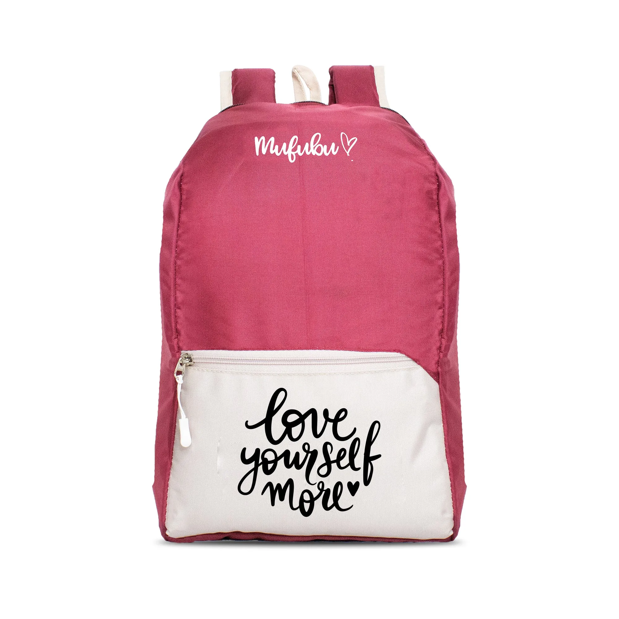 Nano Backpack 15 Ltr Love Yourself More Wine   Beige