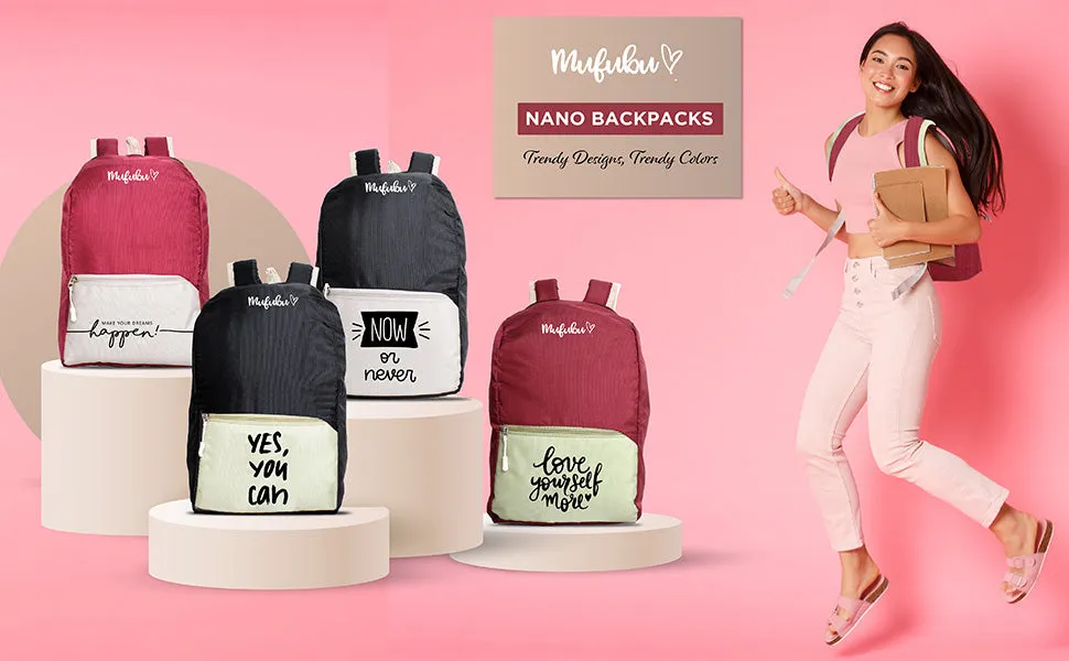 Nano Backpack 15 Ltr Love Yourself More Wine   Beige