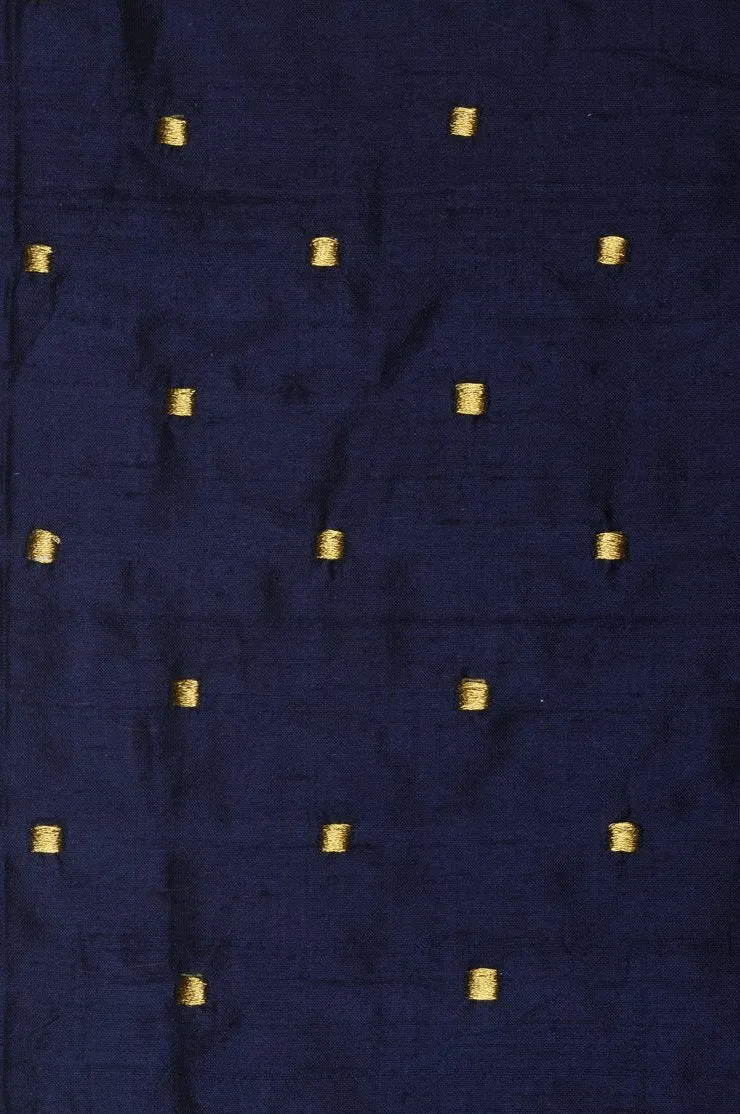 Navy 220 Embroidered Dupioni Silk