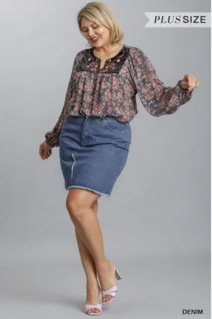 Pants - Umgee, Highwaisted Denim Skirt, Also Plus Size