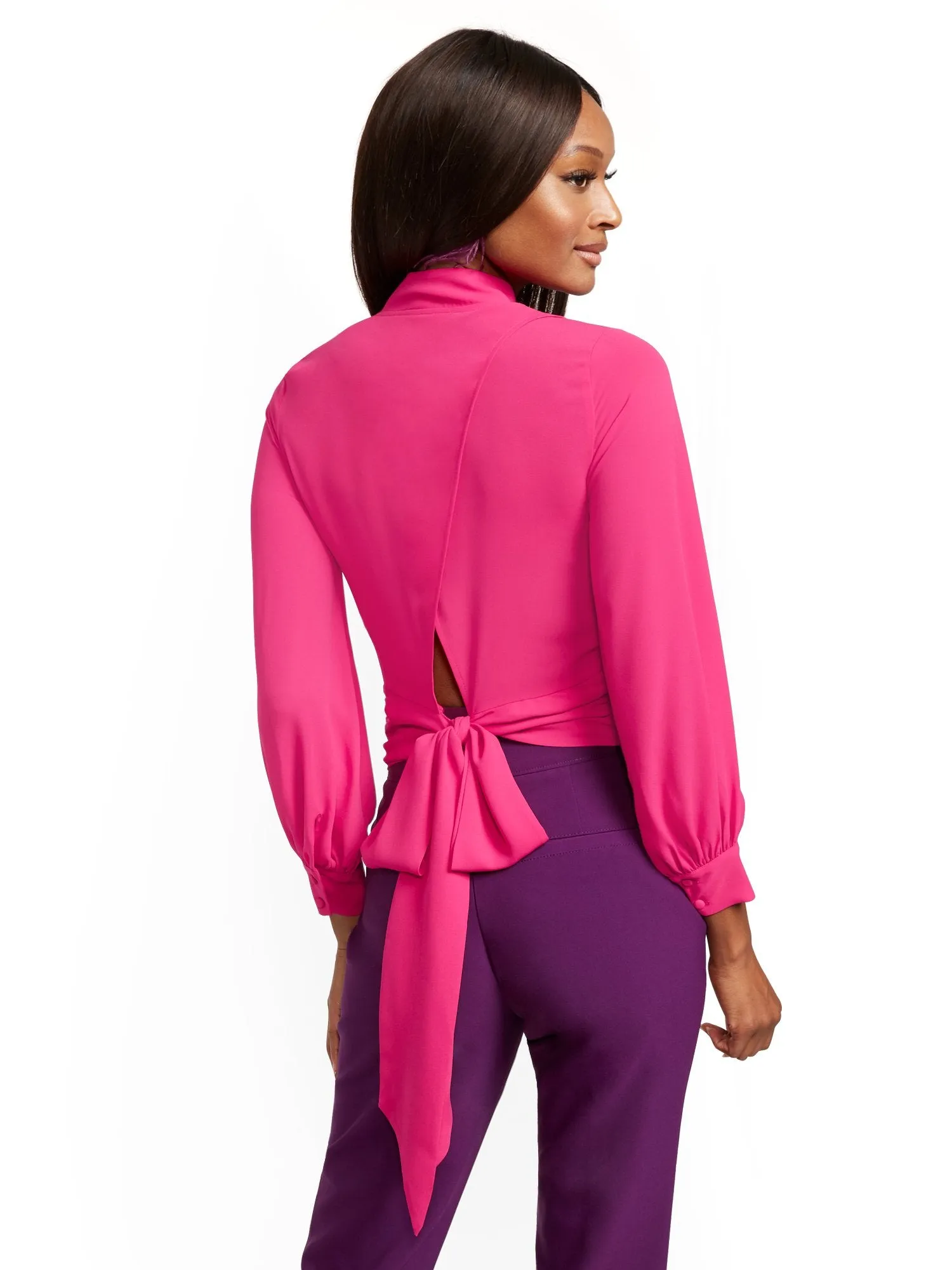 Petite Tie-Back Wrap Blouse - 7th Avenue