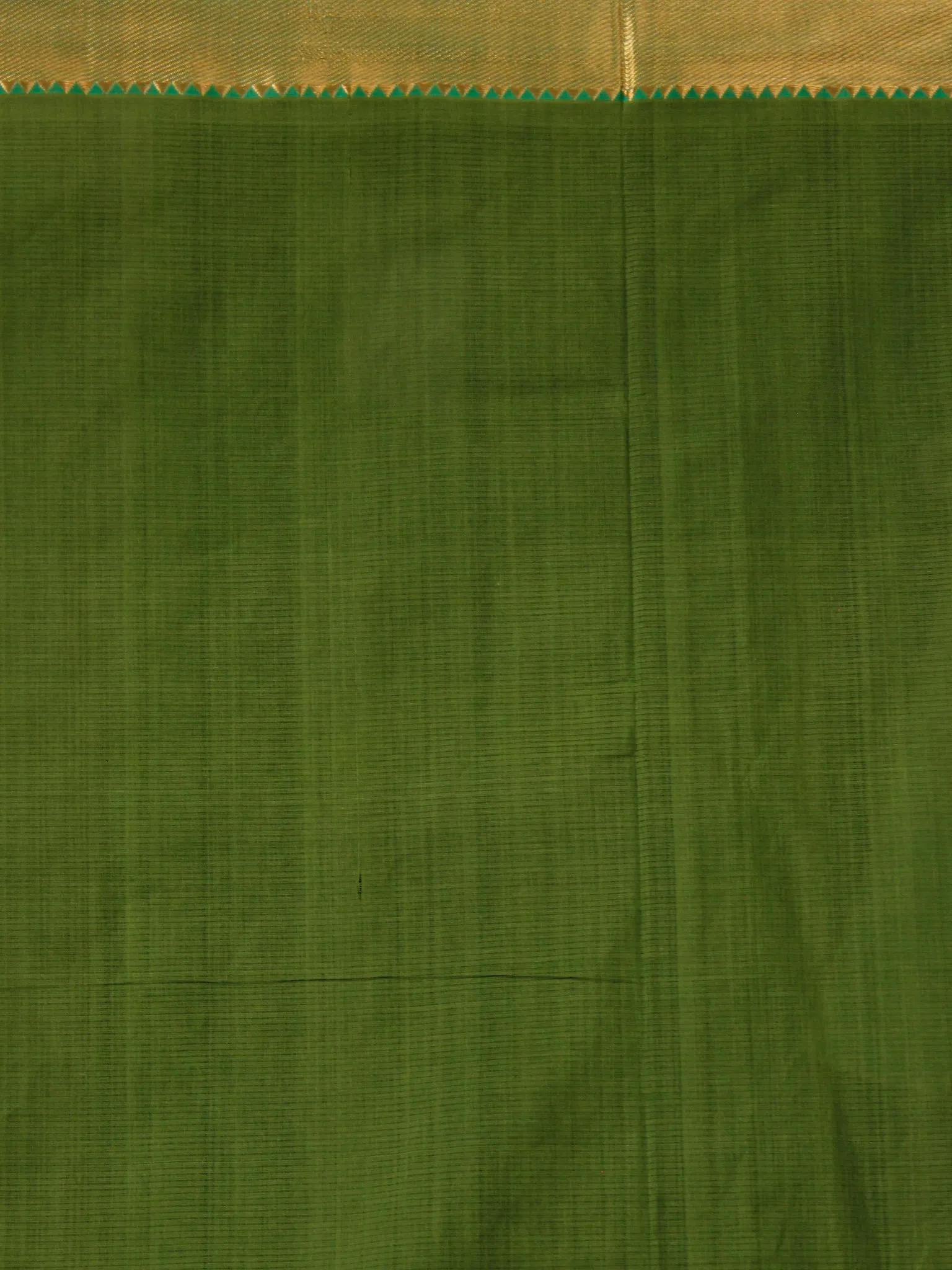 Pine Green Golden Handloom Mangalagiri Cotton Saree With Zari Border - S031703685