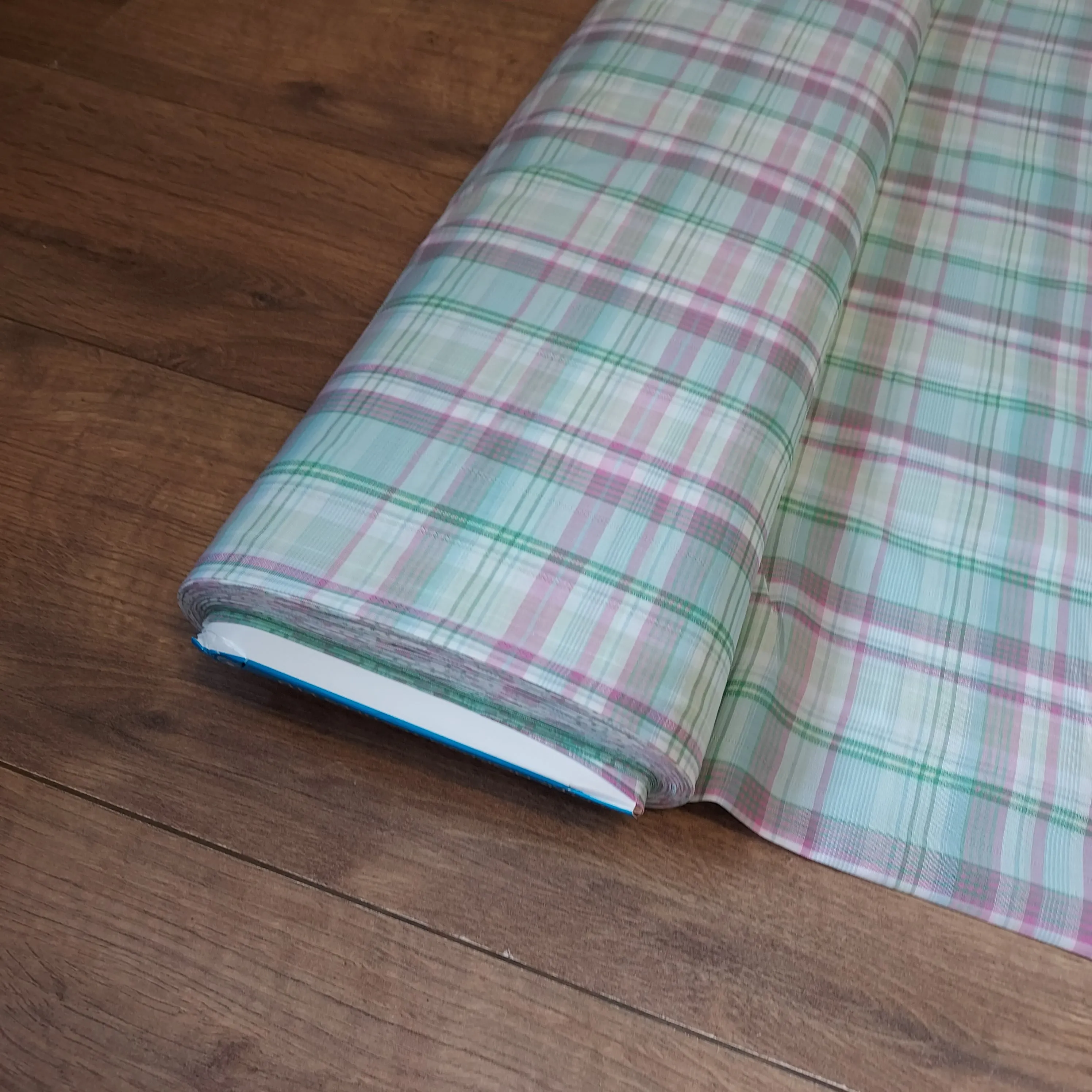 Pink and Green Tartan Check Cotton Lawn Fabric