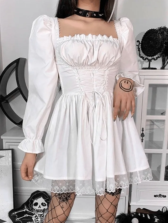 Puff Sleeve Graceful Corset Mini Dress