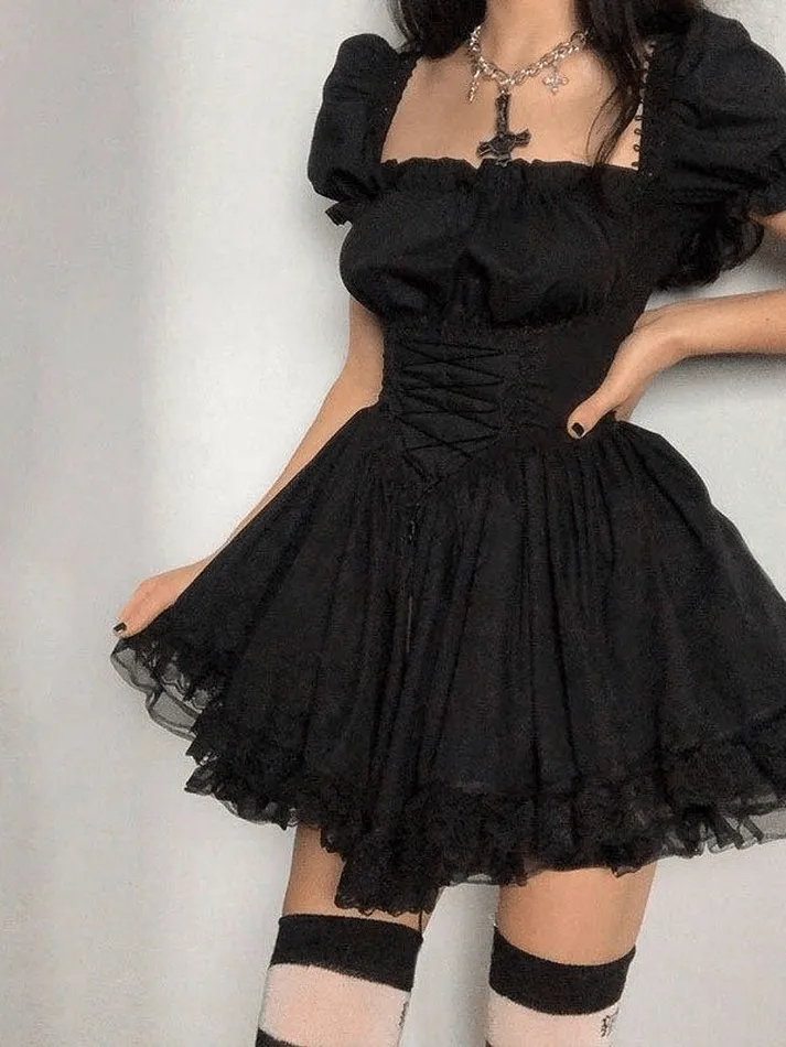 Puff Sleeve Graceful Corset Mini Dress