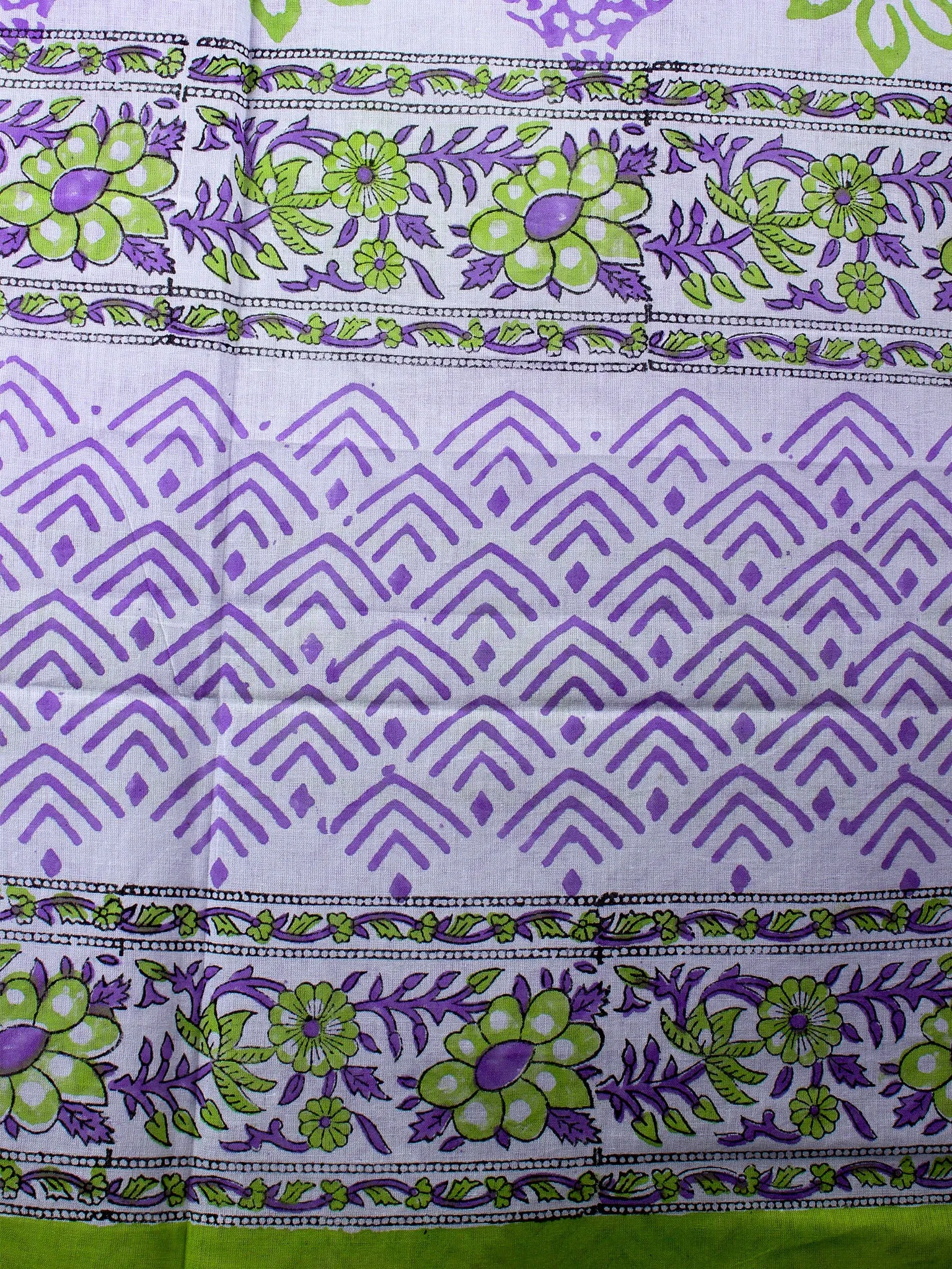 Purple Cotton Hand Block Printed Dupatta- D0417036