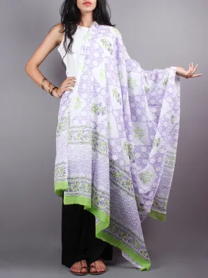 Purple Cotton Hand Block Printed Dupatta- D0417036