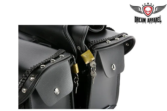 PVC Motorcycle Saddlebag With Quick Release & Studs