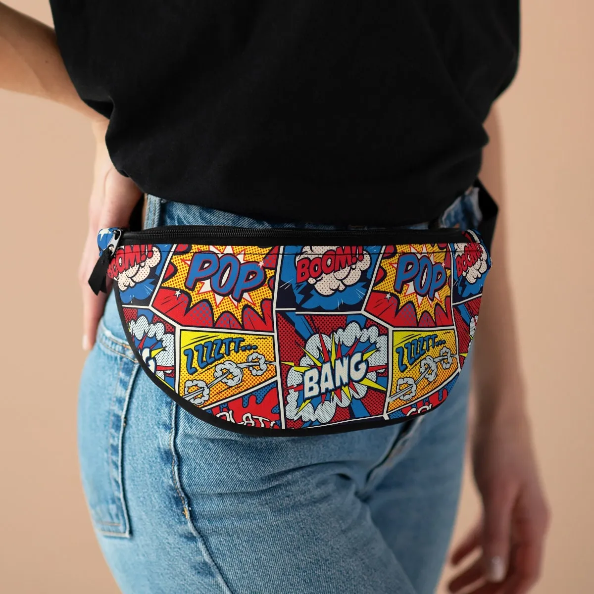 Retro Pop Art Fanny Pack, Cartoon Quote Pop Art bag, Small Waist Bag, Vintage Inspired Bag, Retro Style Fanny Pack,Bubble Pop Art Fanny Pack