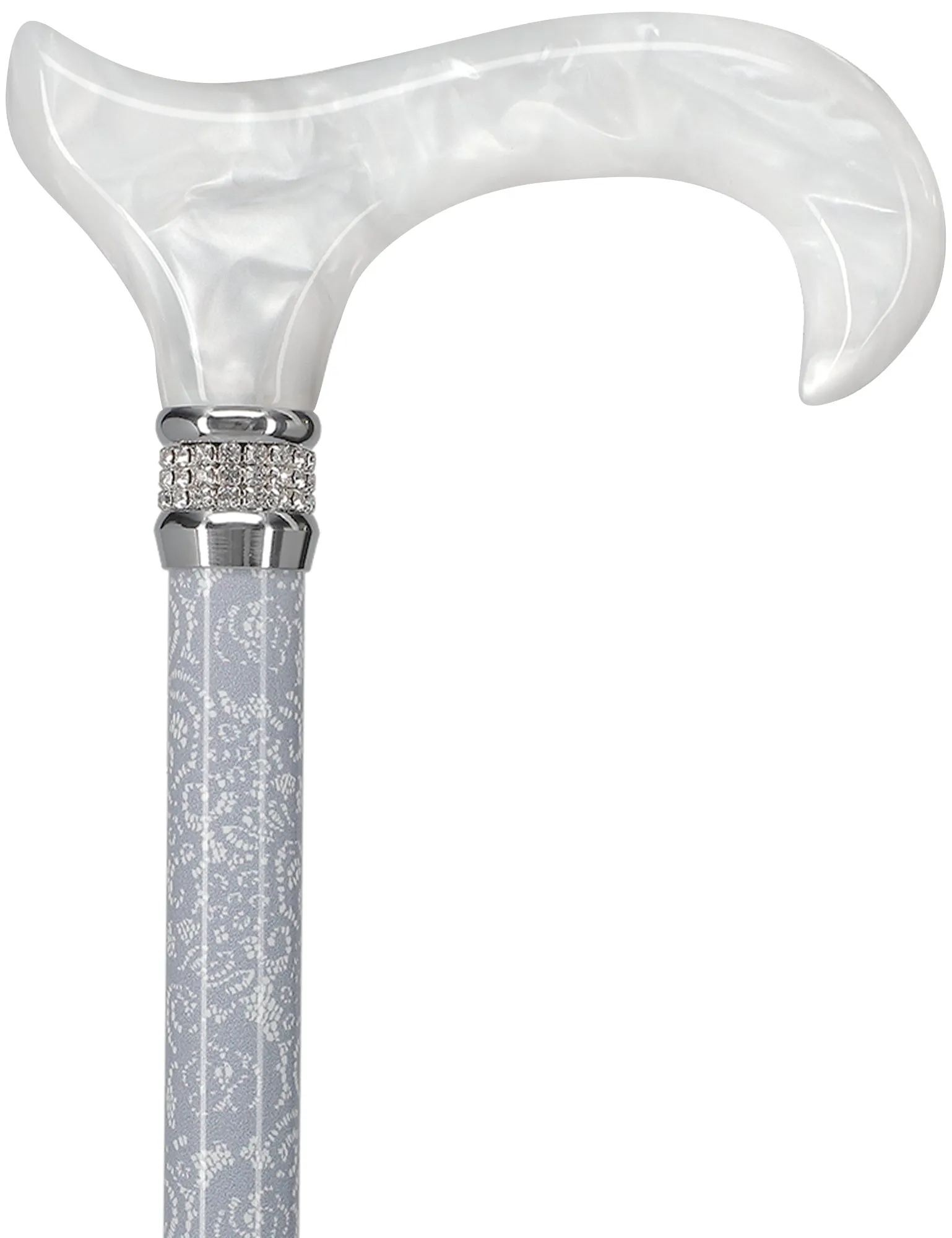 Rhinestone Designer Folding Cane: Pearlz Graceful Lace