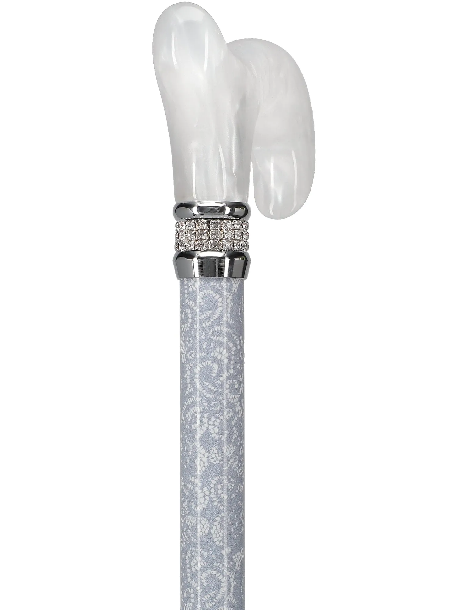 Rhinestone Designer Folding Cane: Pearlz Graceful Lace