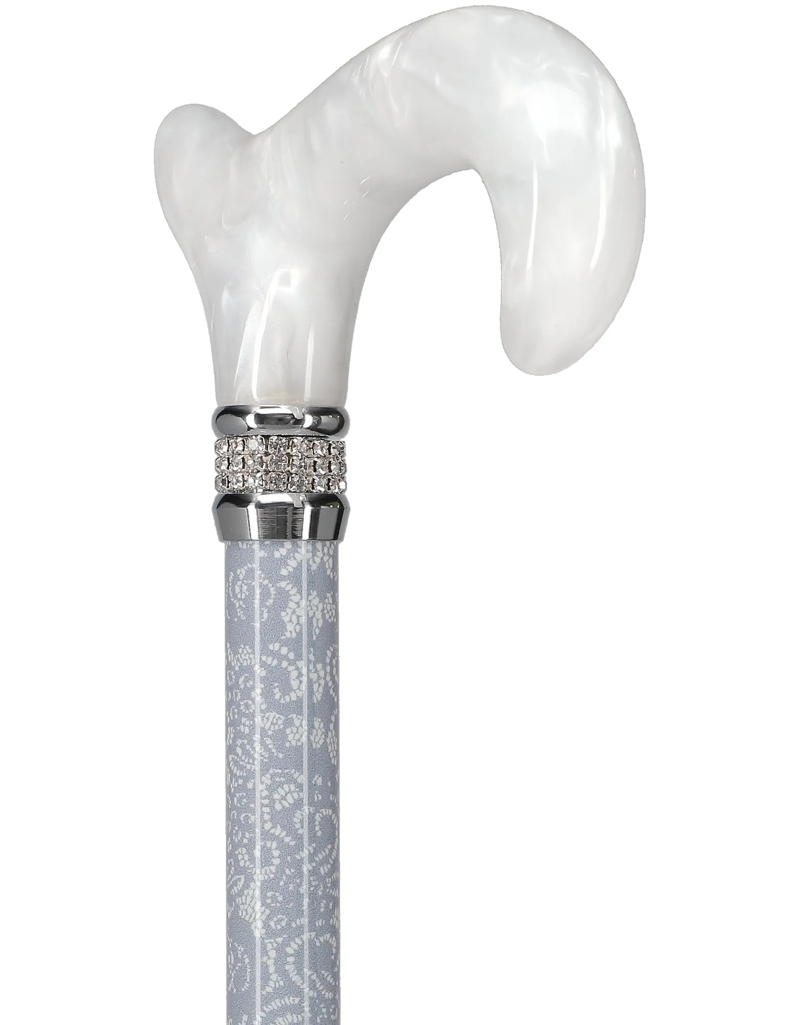 Rhinestone Designer Folding Cane: Pearlz Graceful Lace