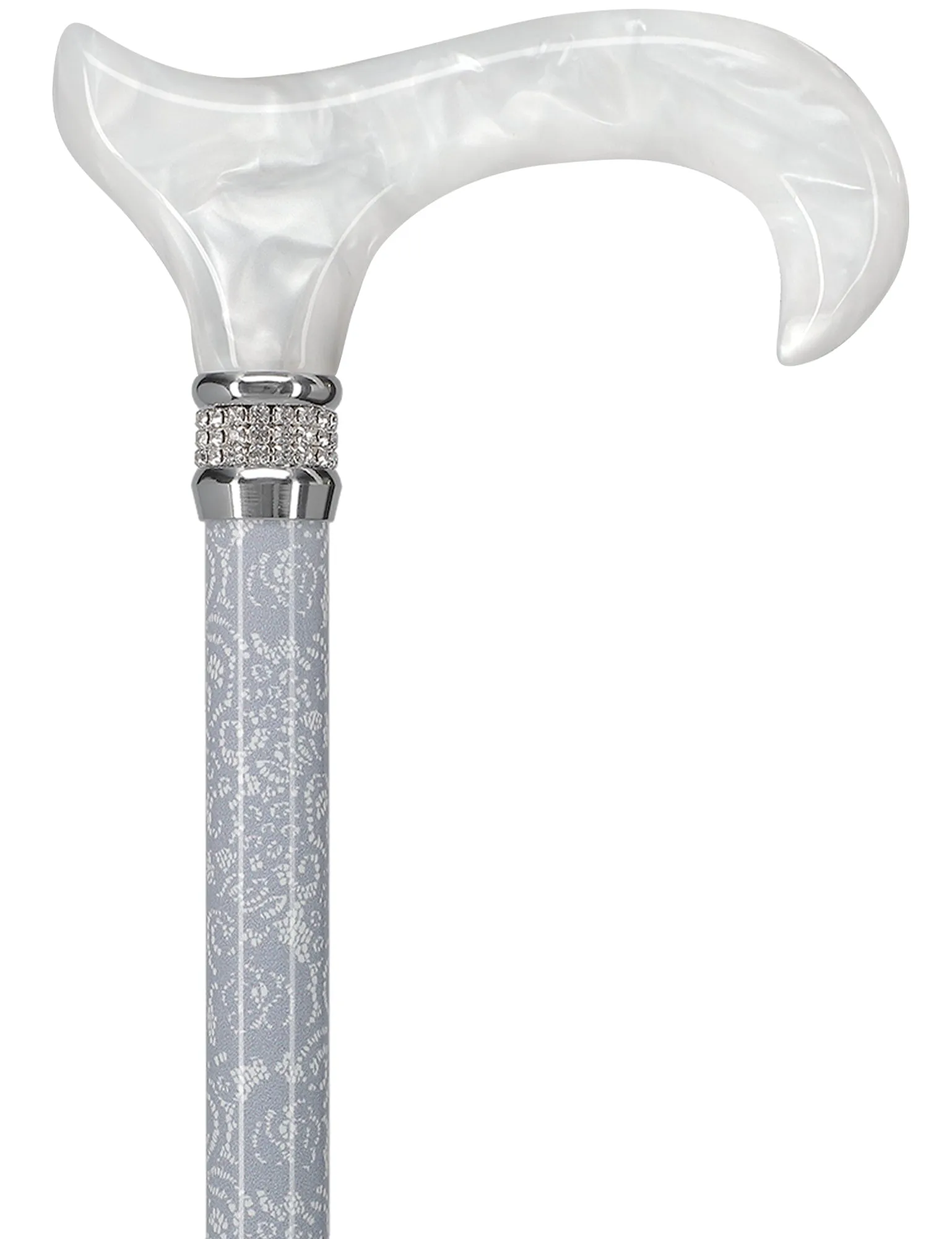 Rhinestone Designer Folding Cane: Pearlz Graceful Lace