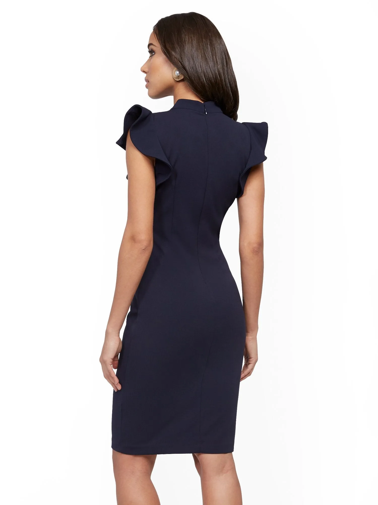 Ruffle-Sleeve Sheath Dress - Magic Crepe®