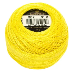 Size 8 Pearl Cotton Ball in Color 307 ~ Lemon