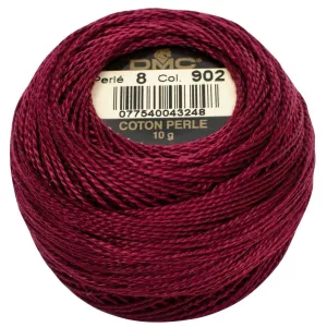 Size 8 Pearl Cotton Ball in Color 902 ~ Very Dark Garnet