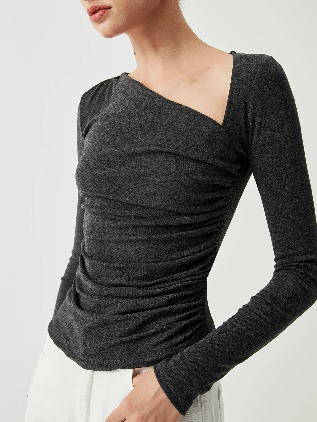 Slinky Asymmetric Graceful Long Sleeve Shirt