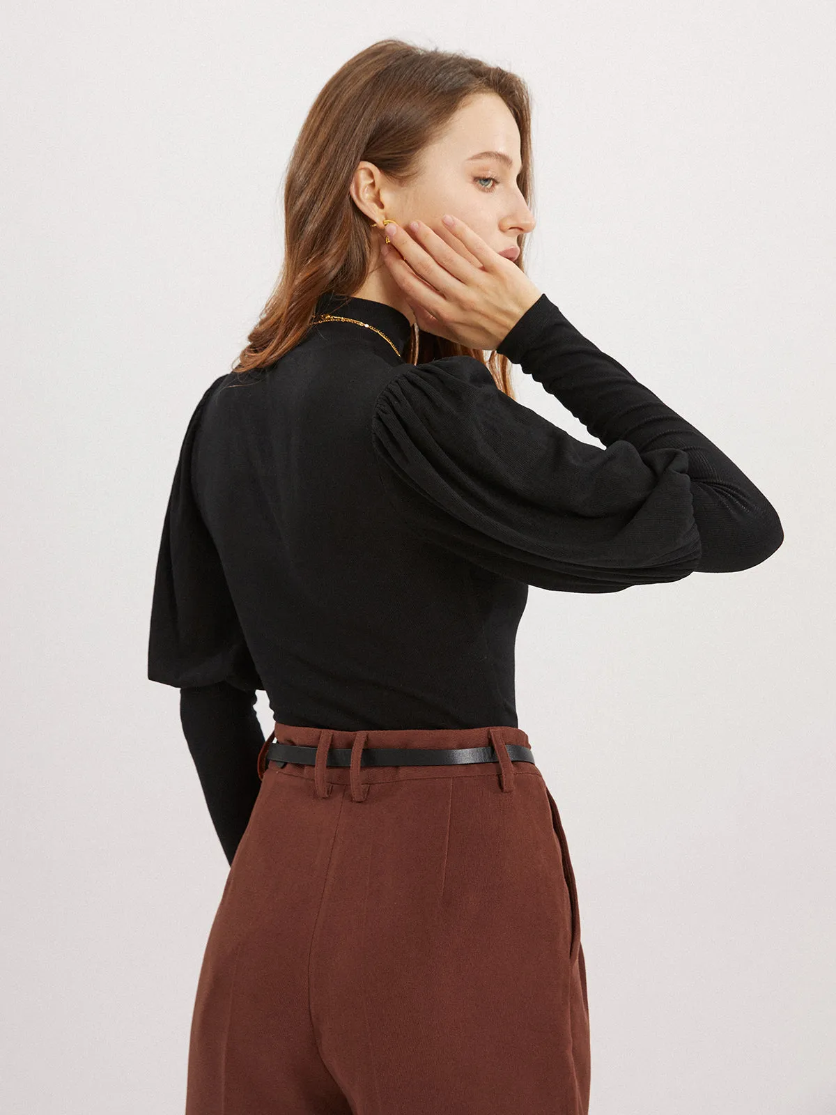 Solid Puff Graceful Long Sleeve Shirt