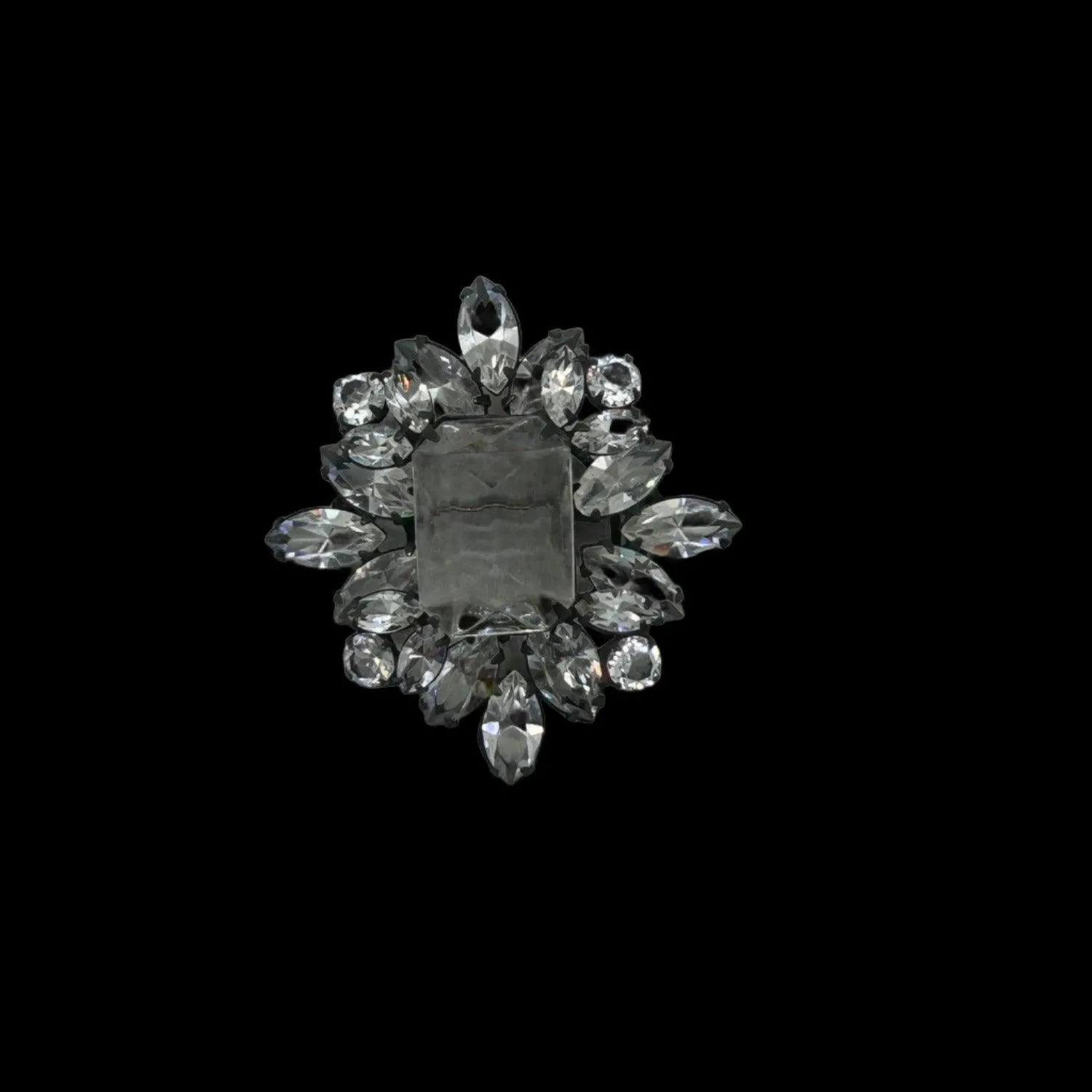 Splendid Layered Vintage Clear Crystal Brooch