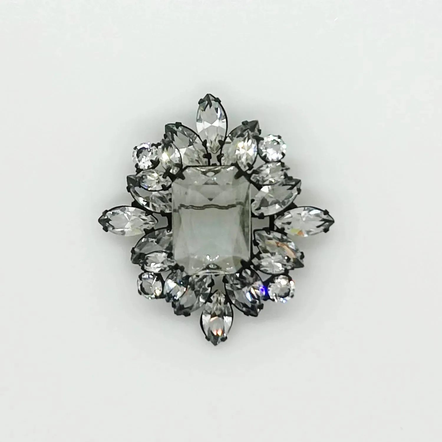 Splendid Layered Vintage Clear Crystal Brooch