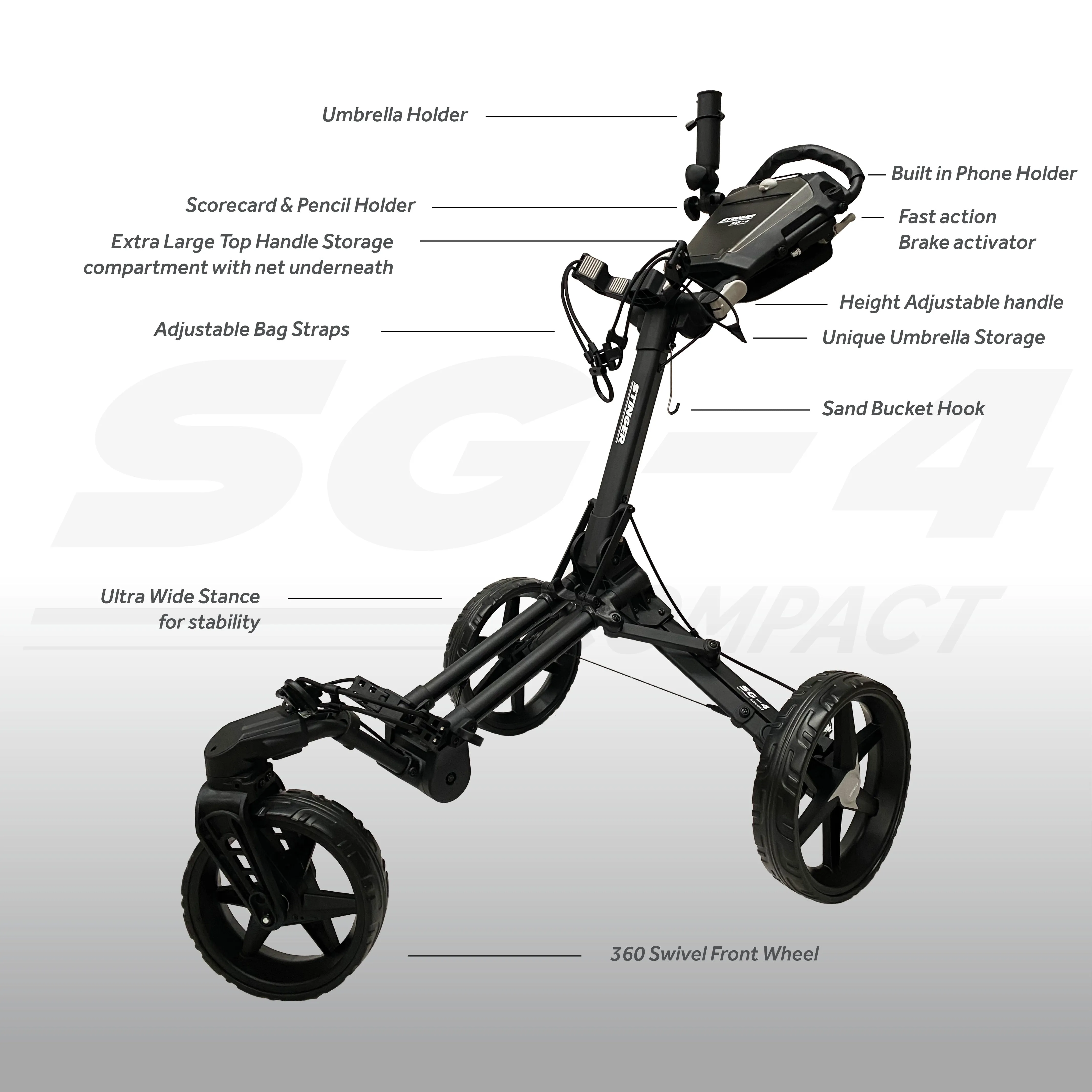 Stinger SG-4 Compact Golf Push Buggy & Seat Kit Package