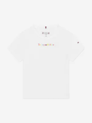 Tommy Hilfiger Girls Logo Print T-Shirt in White