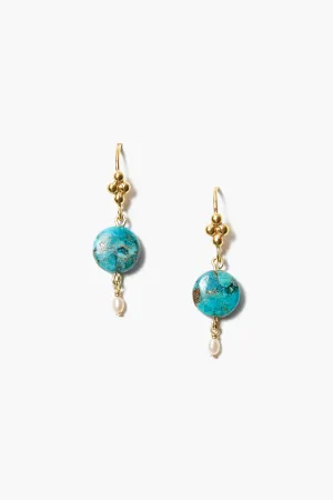 Turquoise and Pearl Drop Earrings