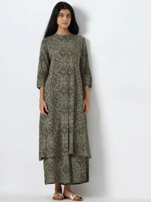 Utsa Green Printed A-Line Kurta